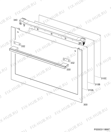 Взрыв-схема плиты (духовки) Aeg BPK555320W - Схема узла Door